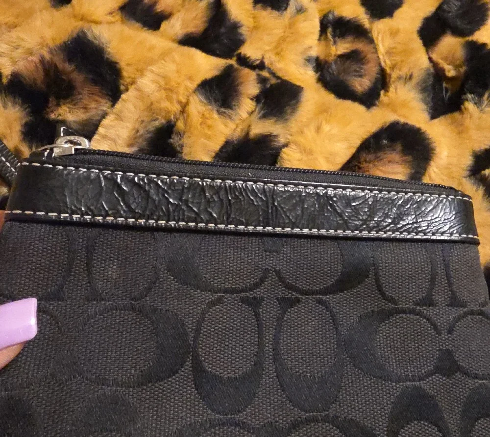 Coach Black Signature Wristlet Clutch